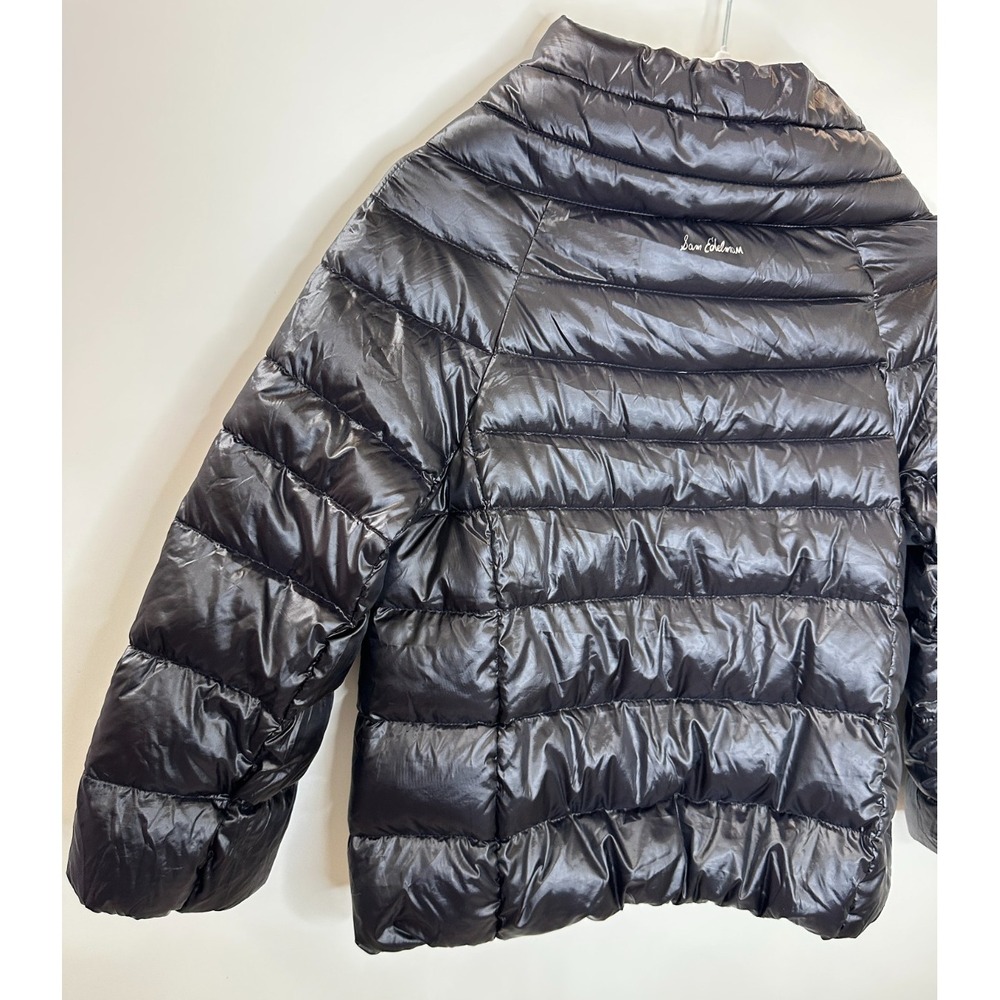 Sam Edelman Black Puffer Funnel Neck Jacket Down Quilted Full Zip Lightweight XS - Picture 12 of 14